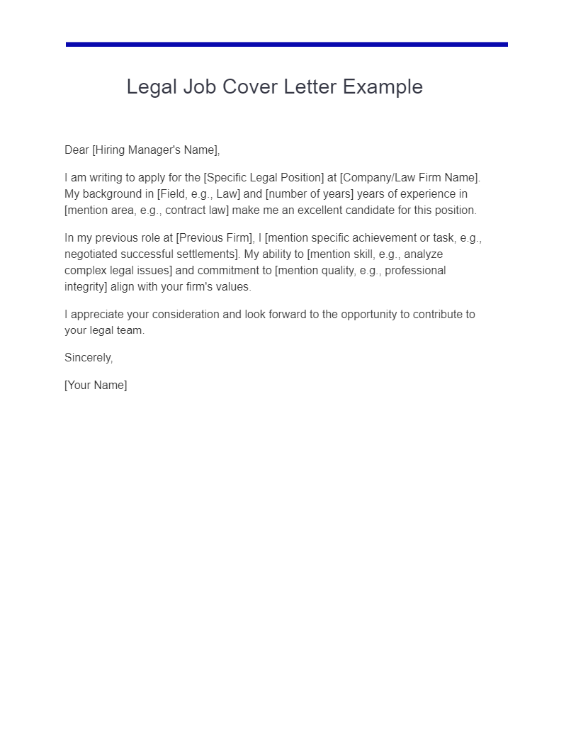 legal job cover letter example