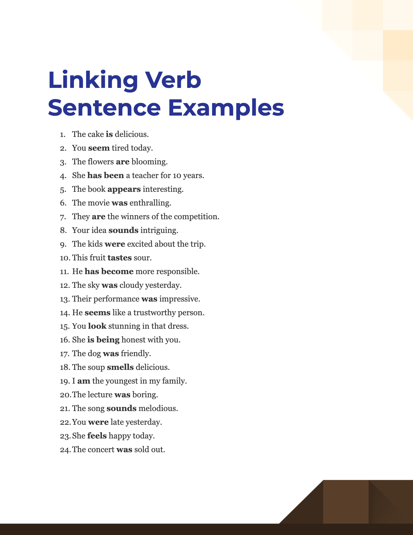 Linking Verb Sentence 99+ Examples, PDF, Tips