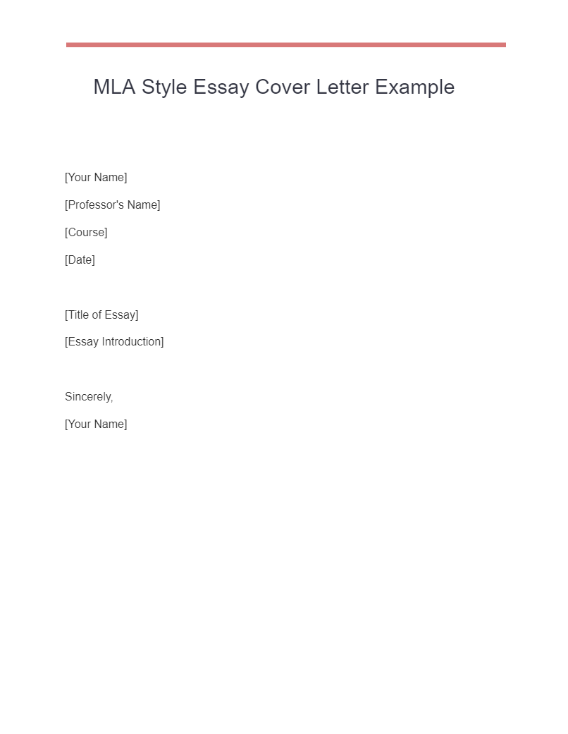 10 Essay Cover Letter Examples How To Write Tips Examples   MLA Style Essay Cover Letter Example 