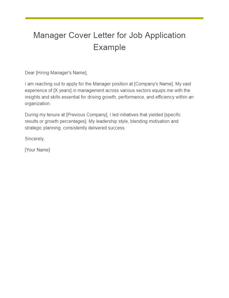 25+ Manager Cover Letter Examples, How to Write, Tips | Examples