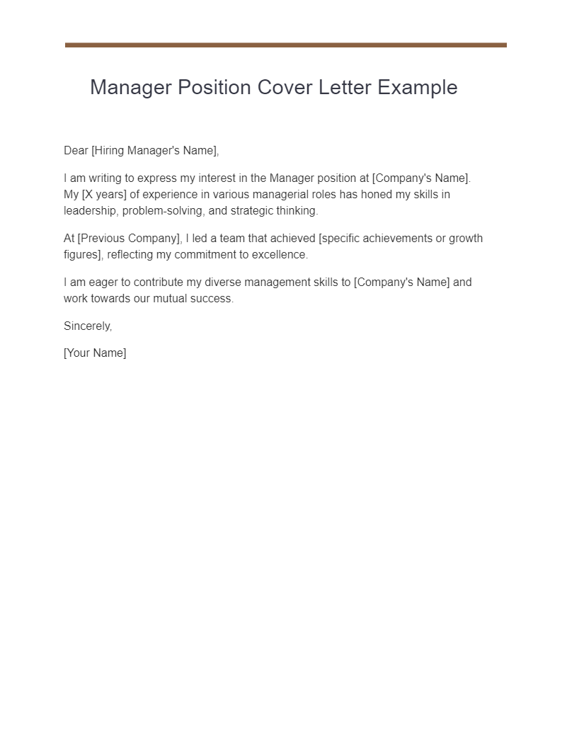 manager position cover letter examples