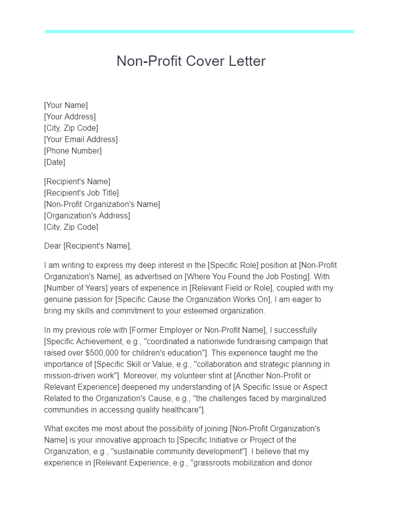 non profit cover letter example