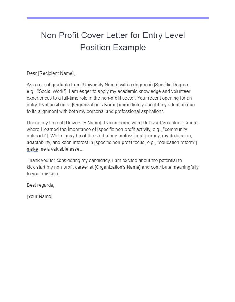 non profit cover letter for entry level position example