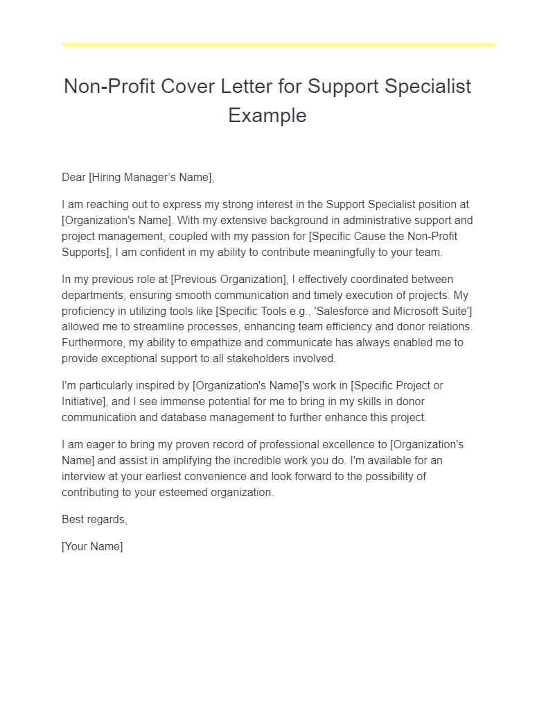 non profit organization cover letter examples