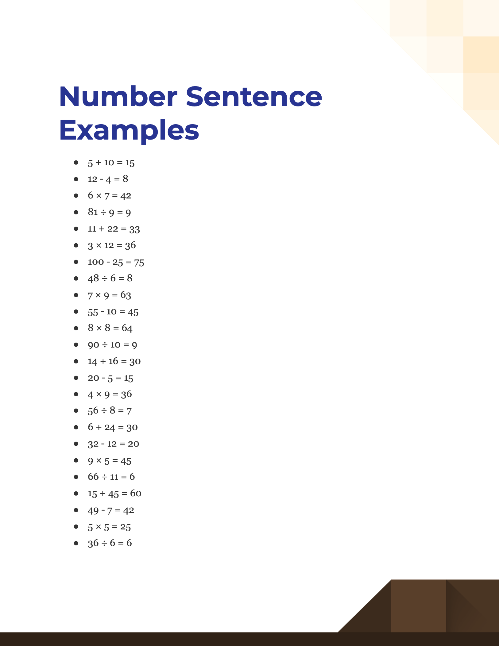 number sentence examples
