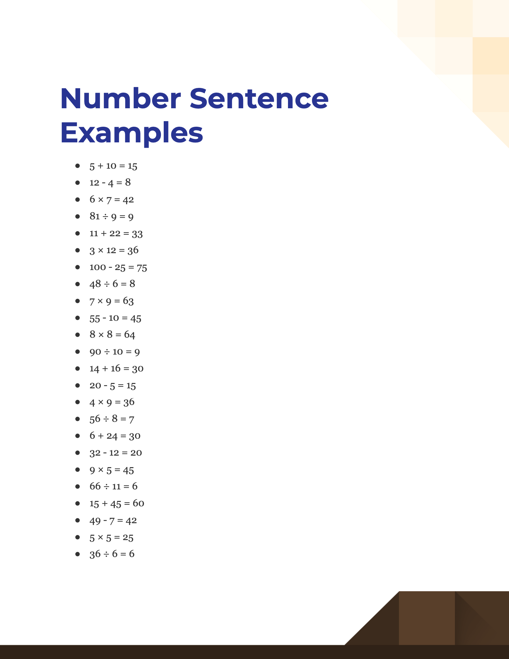 Number Sentence Examples