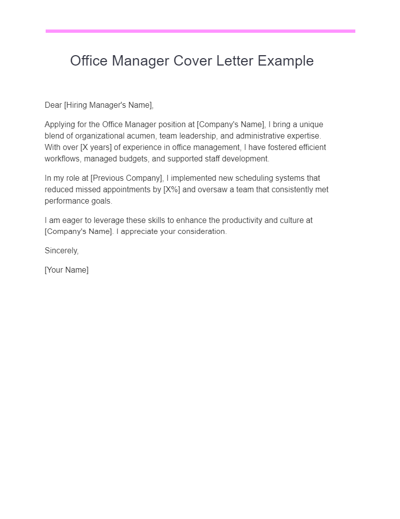 what should be included in a cover letter for a manager