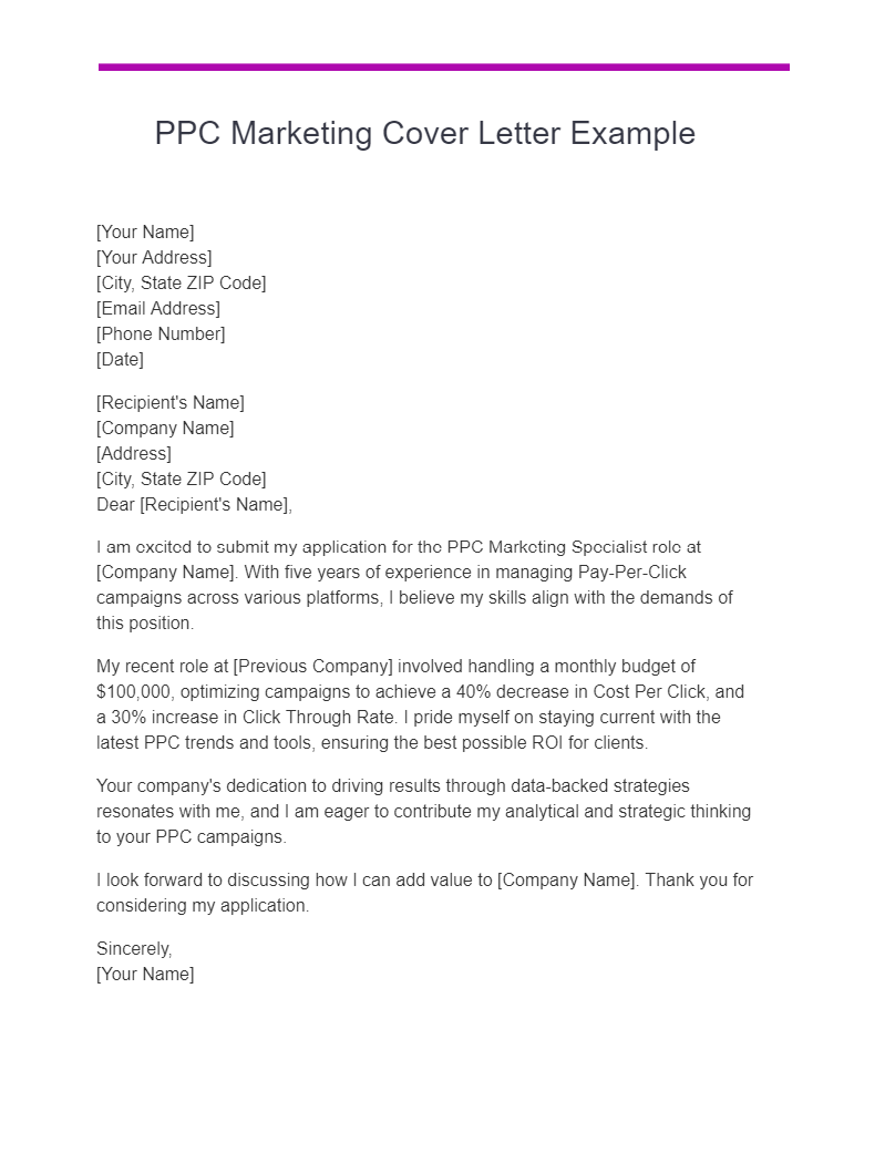 Digital Marketing Cover Letter - 27+ Examples, Format, PDF