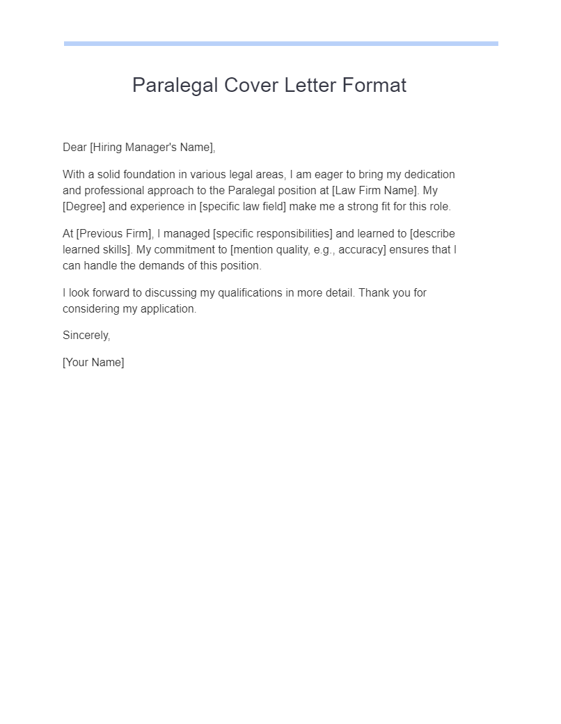 paralegal cover letter format