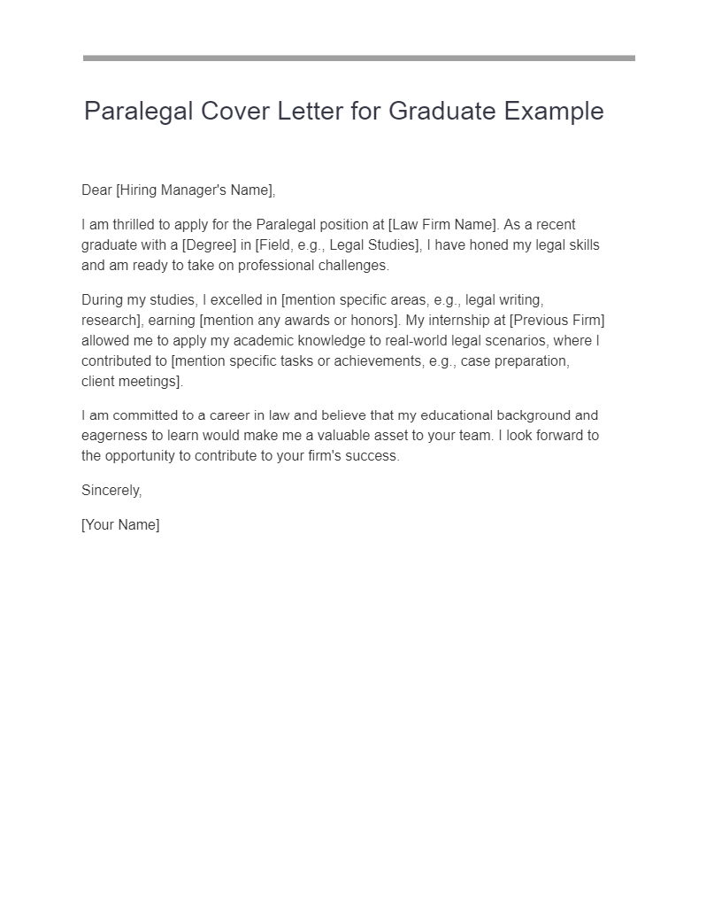 paralegal cover letter for graduate example
