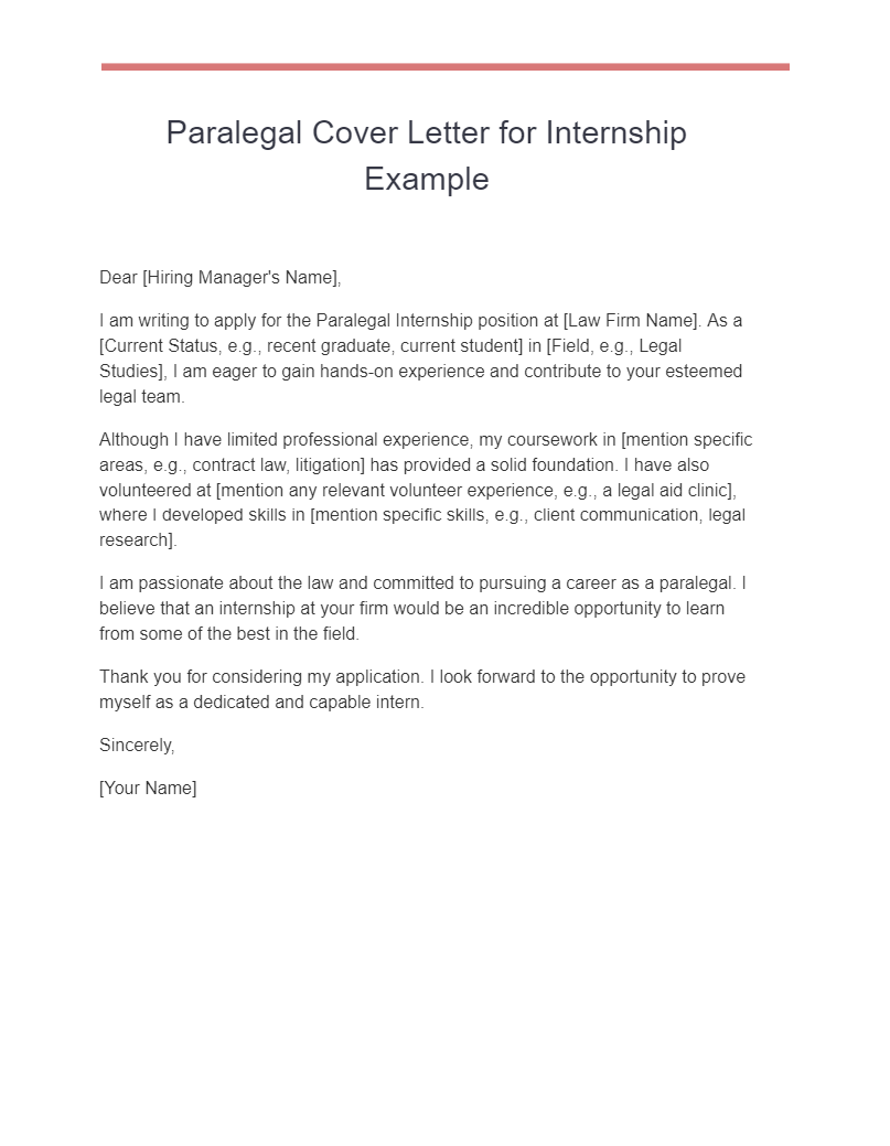 paralegal cover letter for internship example