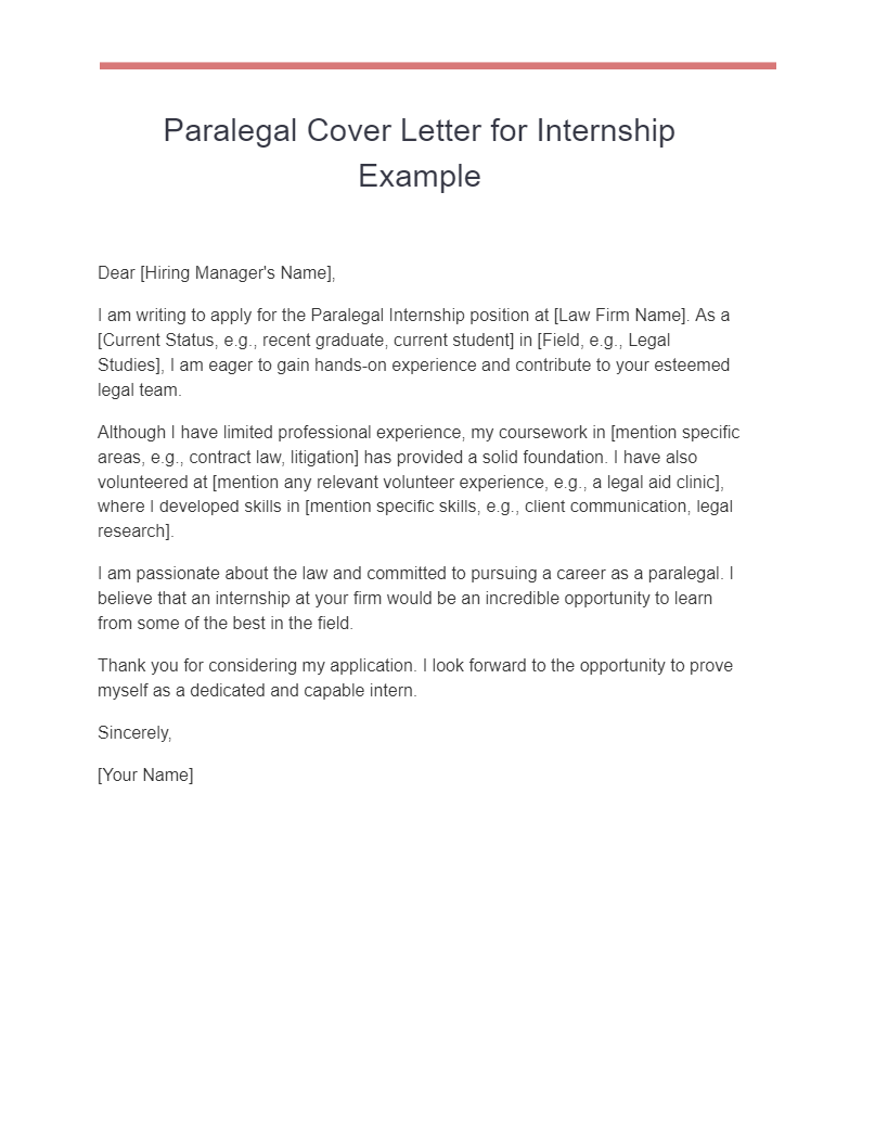 paralegal manager cover letter