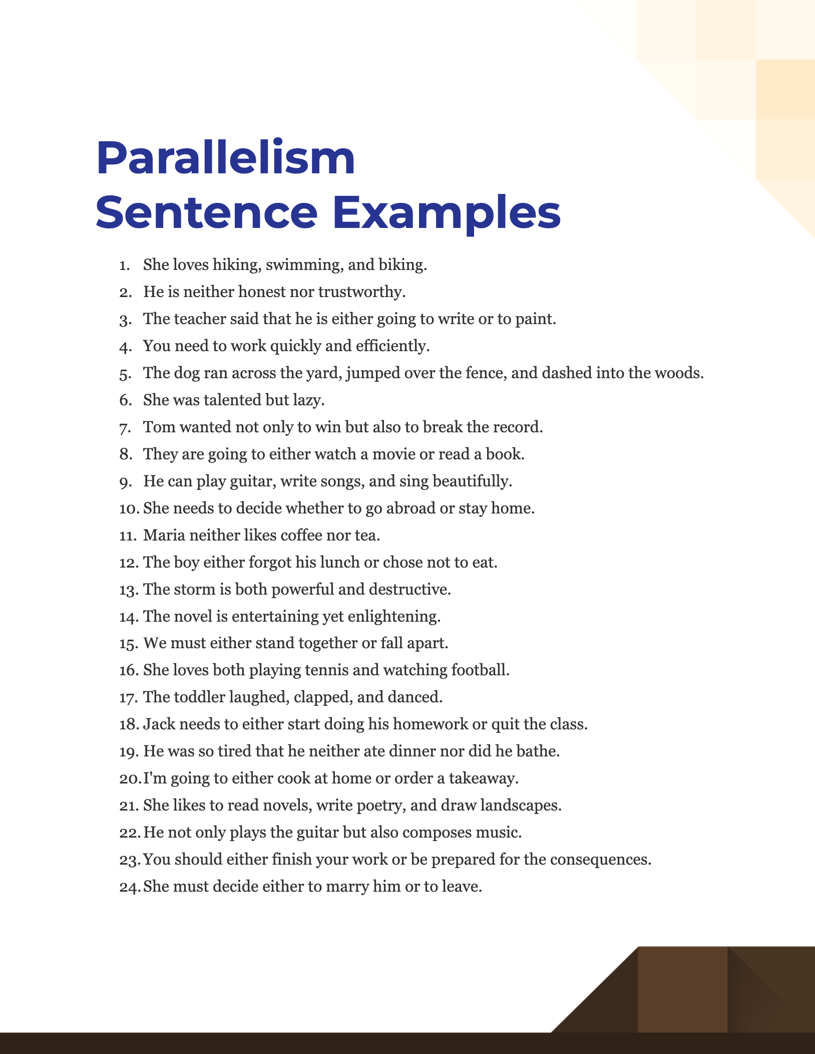 parallelism sentence