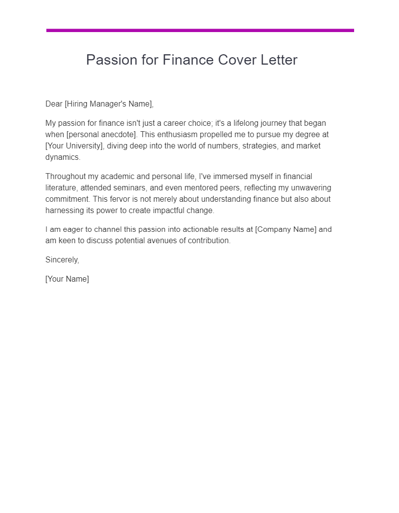 entry level finance cover letter