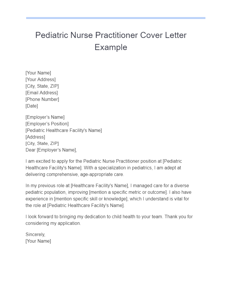 pediatric nurse cover letter without experience