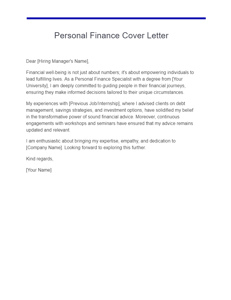 corporate finance cover letter example