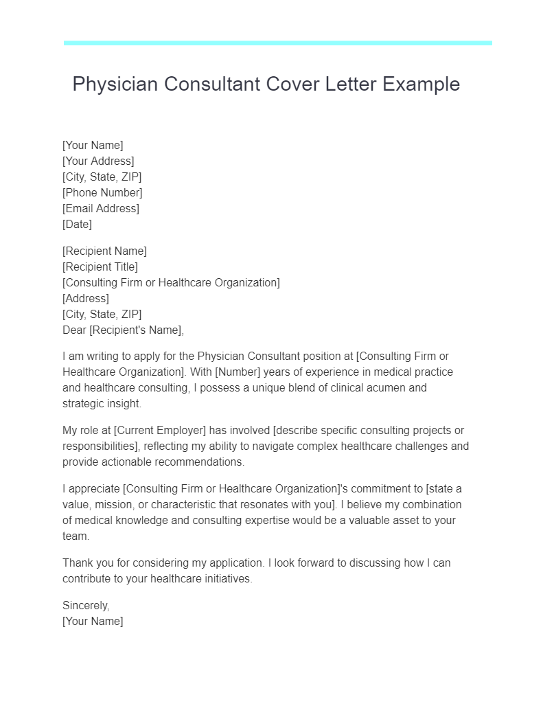 physician consultant cover letter example
