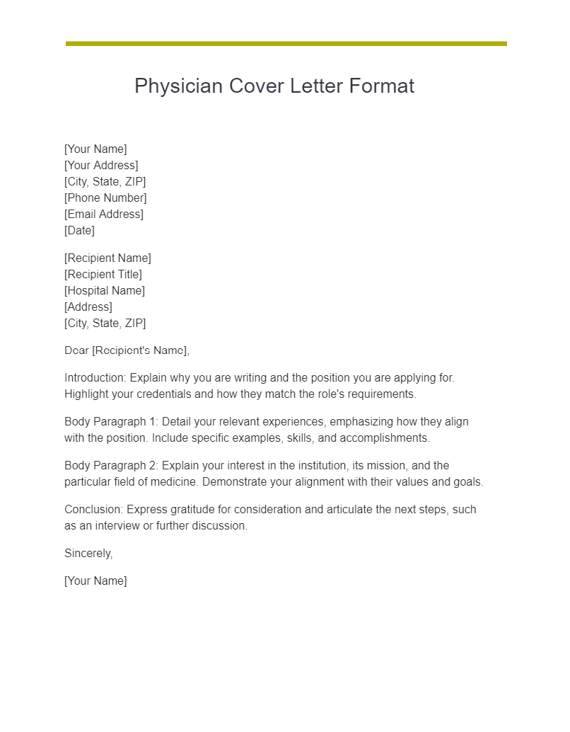 physician cover letter format