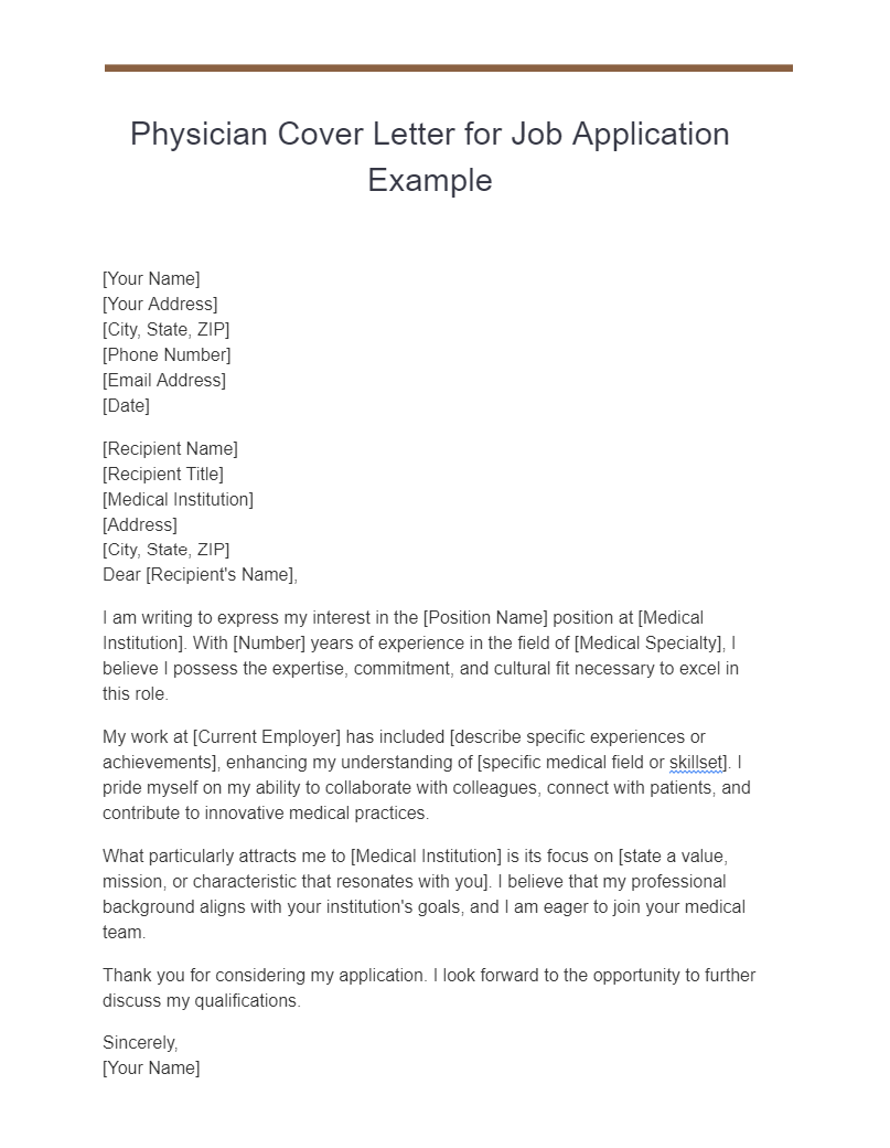 cover letter for physician job