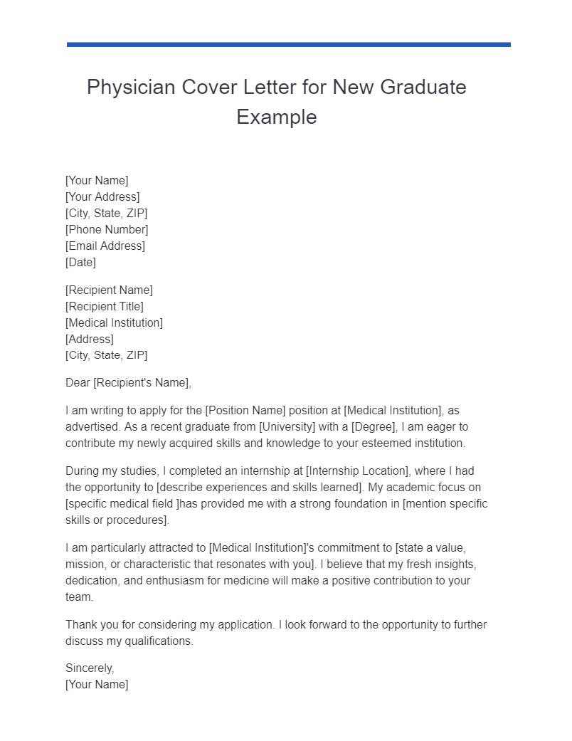 new graduate physician cover letter