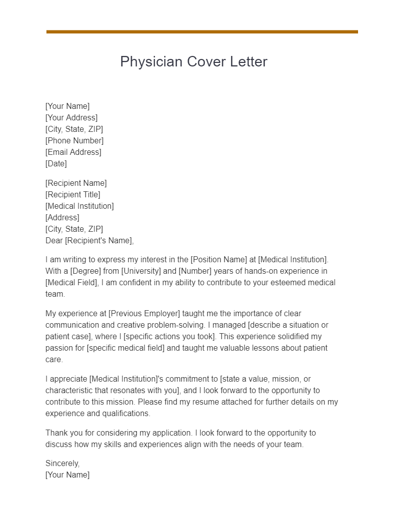 19+ Physician Cover Letter Examples, How to Write, Tips | Examples