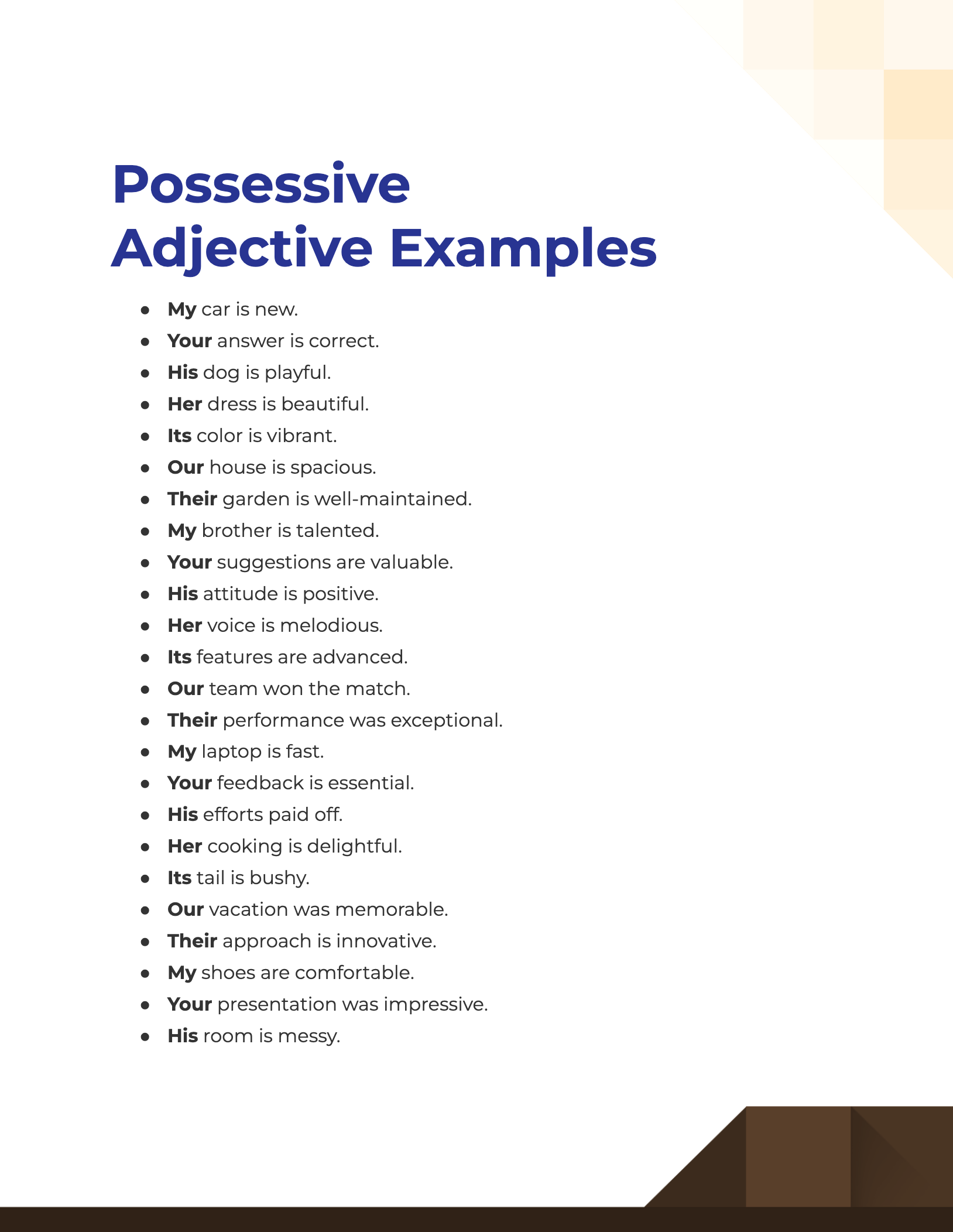 possessive adjective examples1