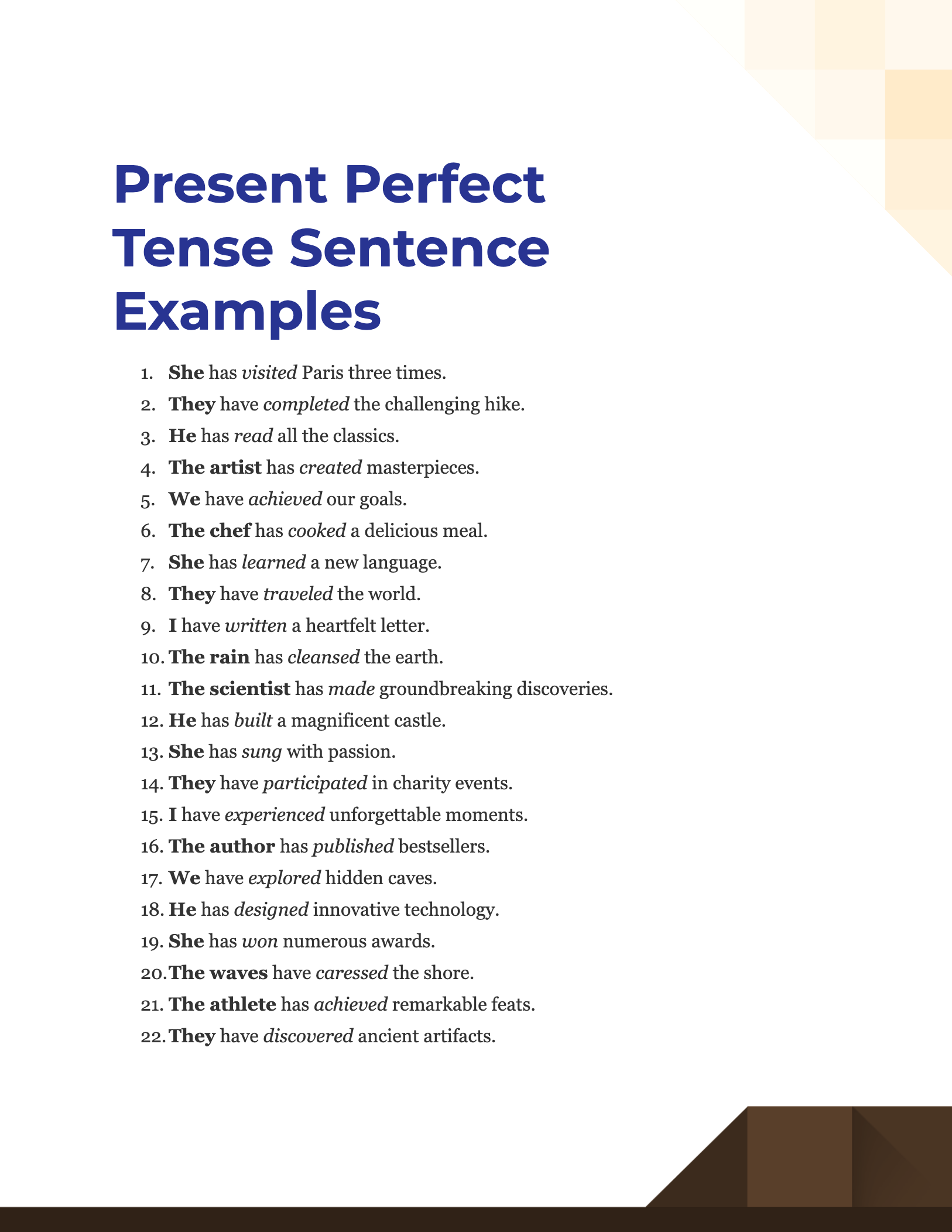 Present Perfect Tense Sentence - 99+ Examples, How to Write, PDF, Tips