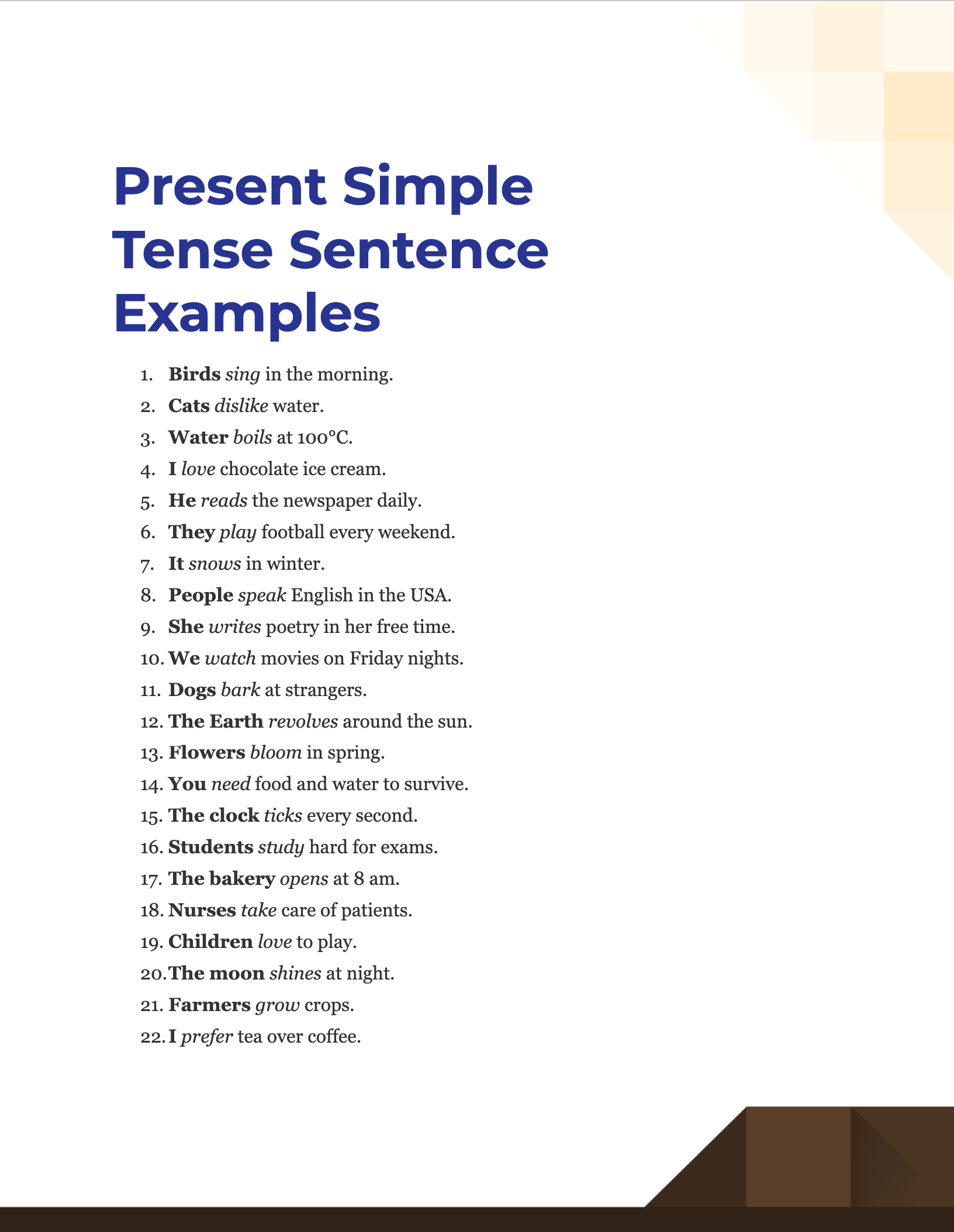 Present Tense: Explanation and Examples