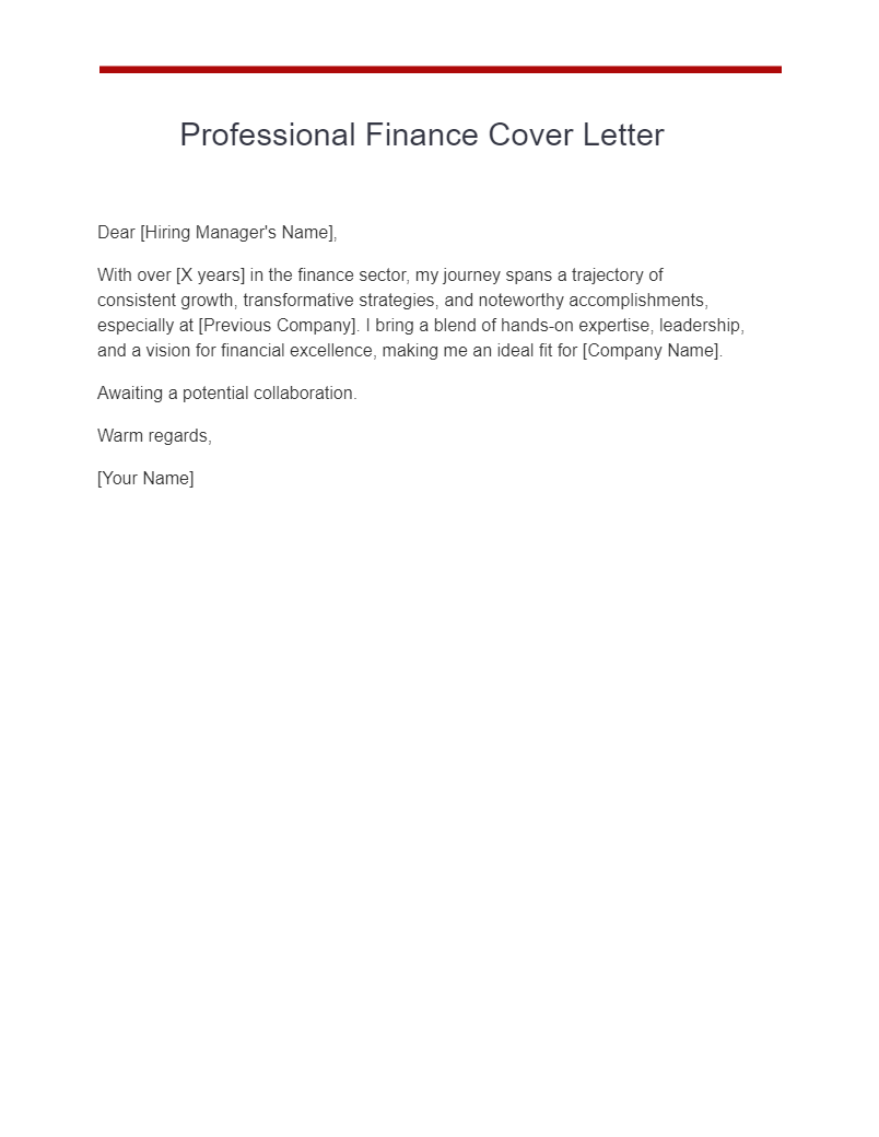 good finance cover letter examples