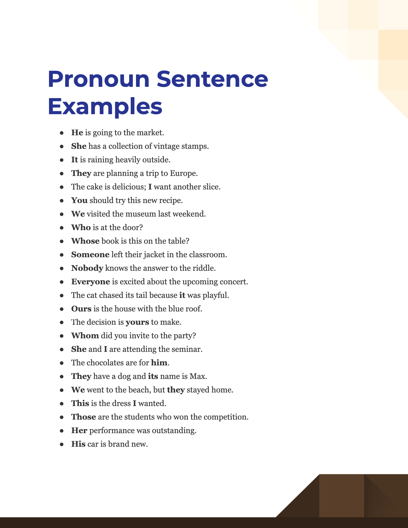 pronoun sentence examples