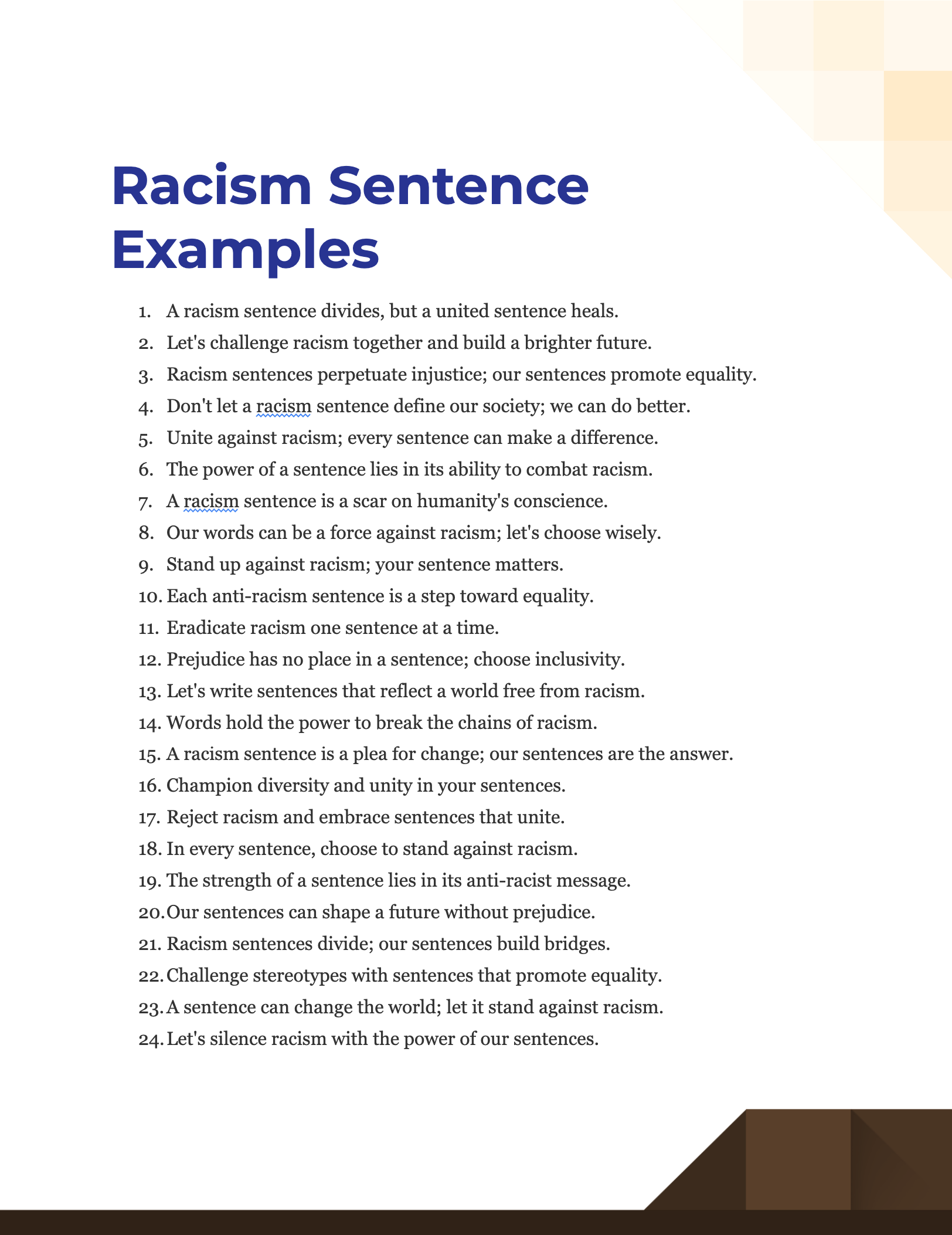 racism sentence