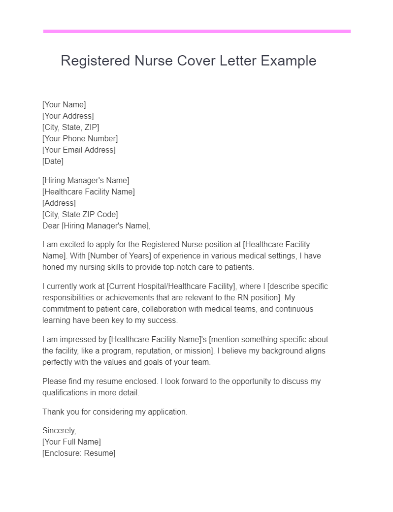 19+ RN (Registered Nurse) Cover Letter Examples, How to Write, Tips