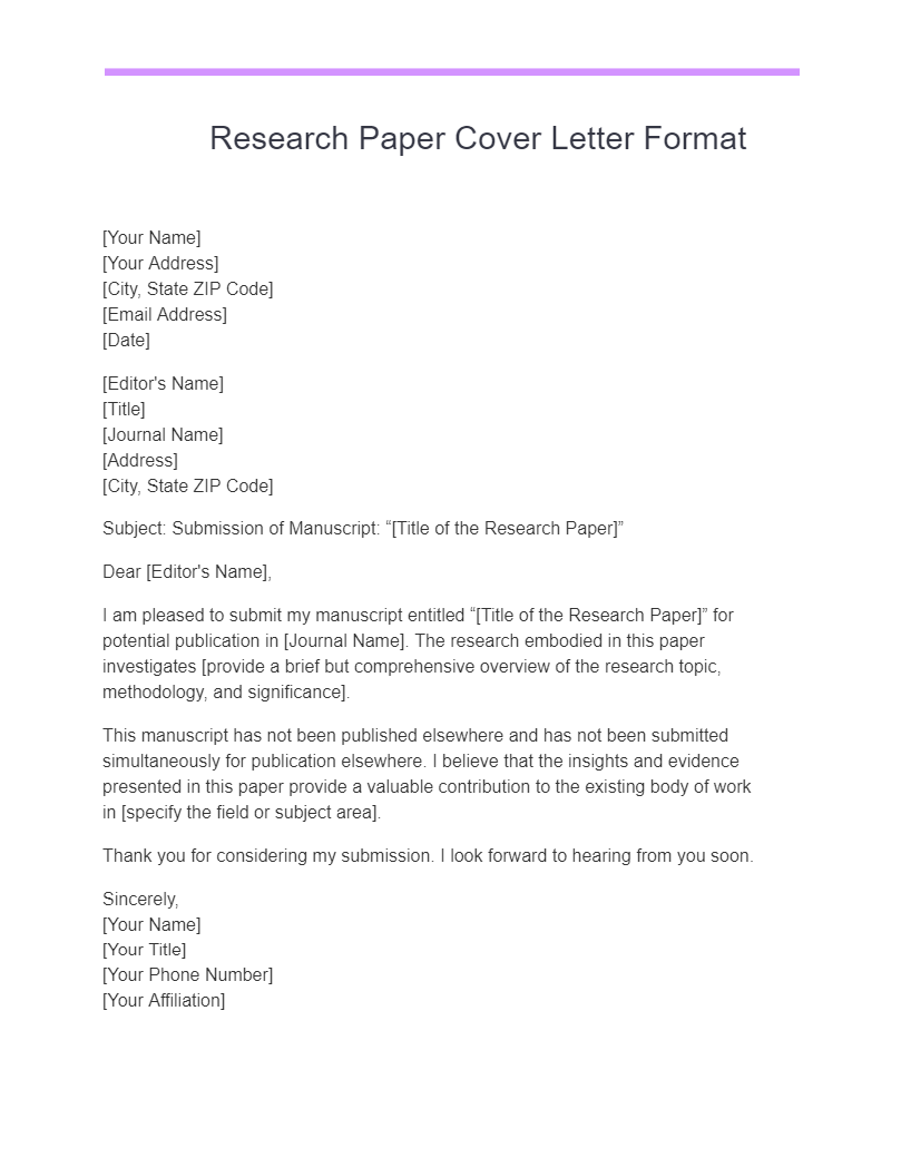 Research Paper Cover Letter - 10+ Examples, How to Write, PDF, Tips