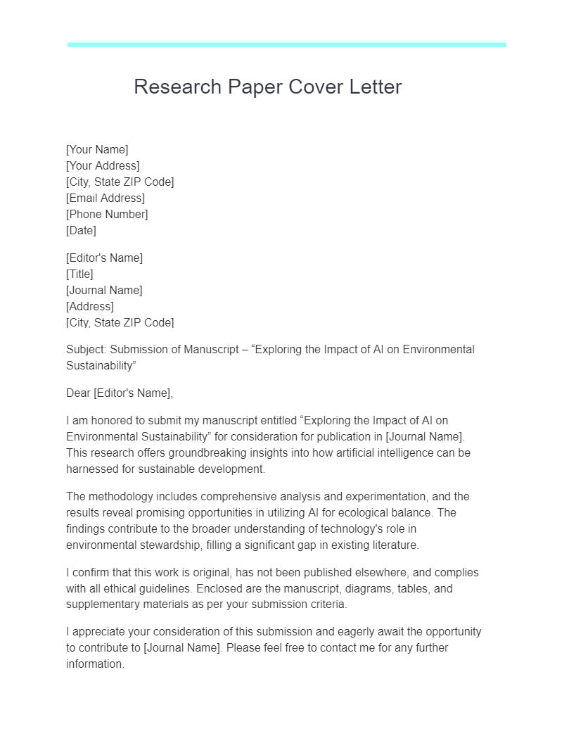 research paper cover letter