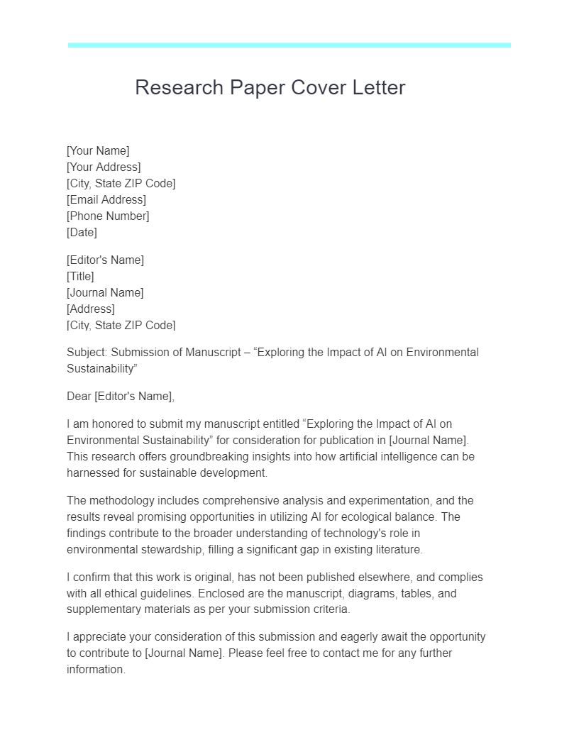 Research Paper Cover Letter - 10+ Examples, How to Write, PDF, Tips