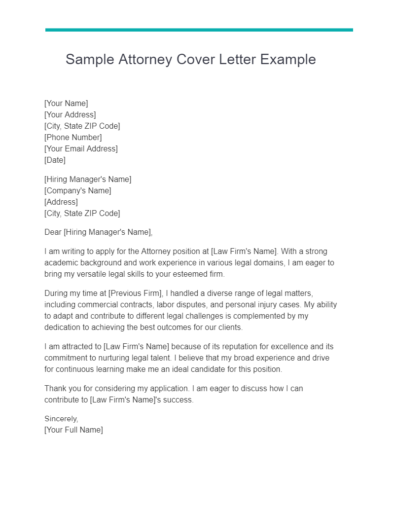 sample attorney cover letter example