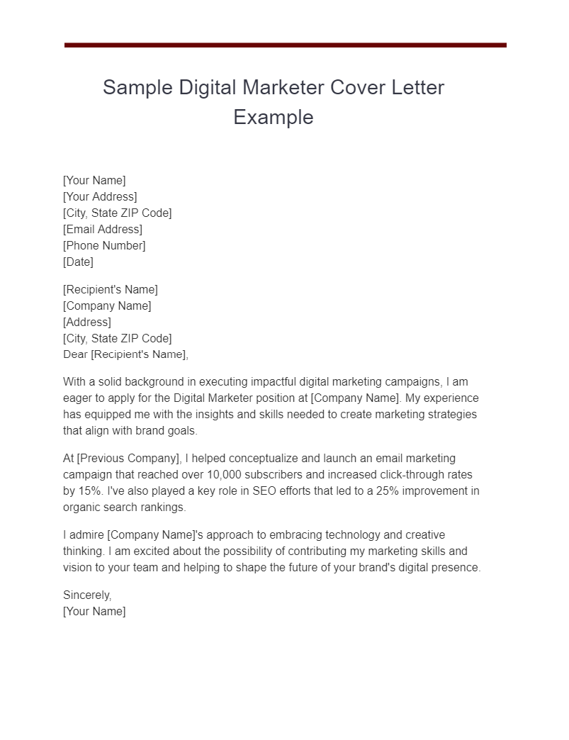 content marketer cover letter