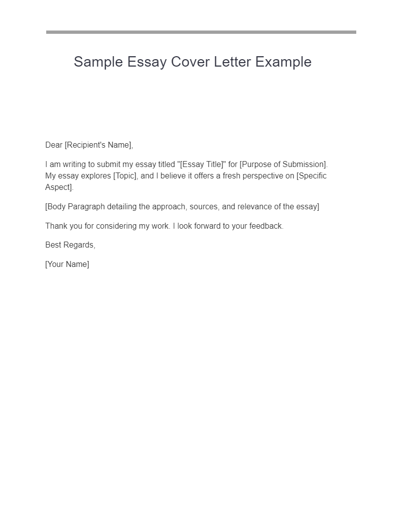 Sample Essay Cover Letter Example