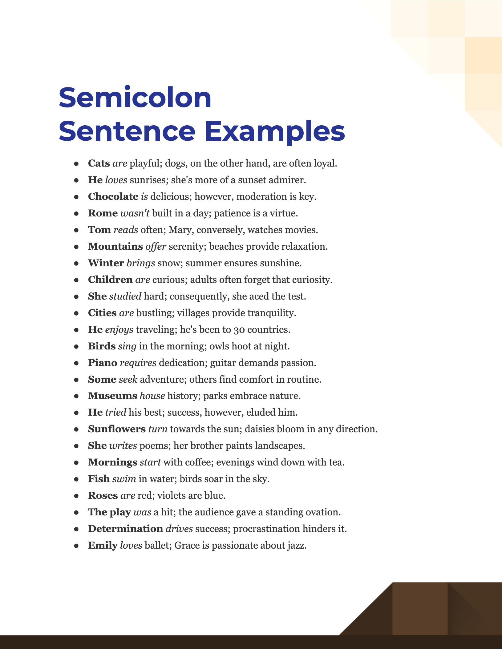 Semicolon Sentence 99 Examples Pdf Tips 