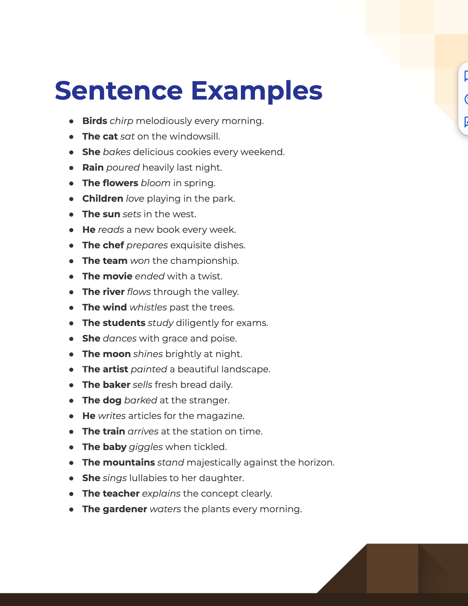 Test Sentence Examples