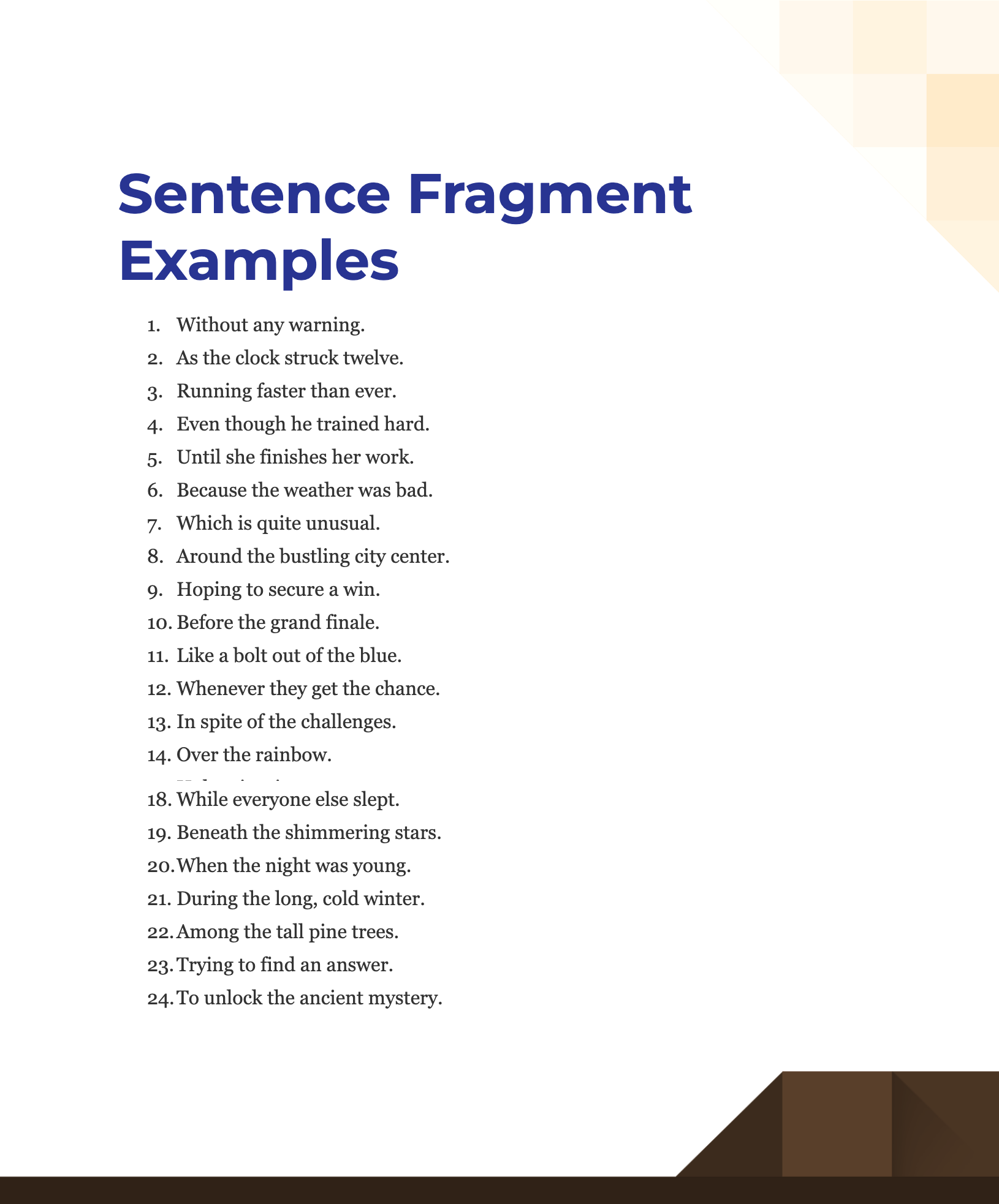 sentence fragment examples 