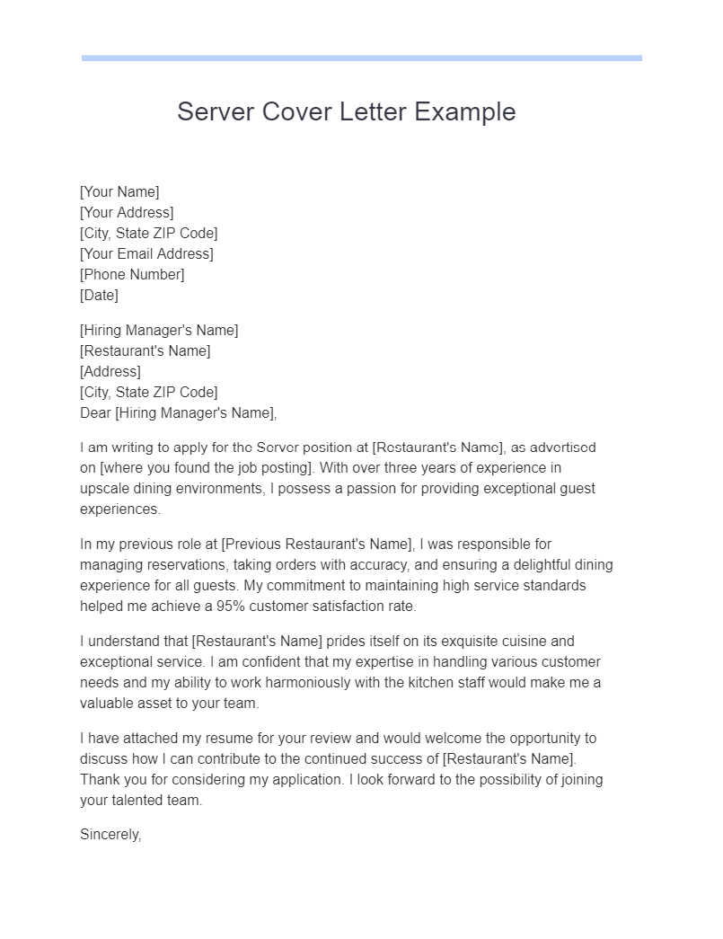 server cover letter examples