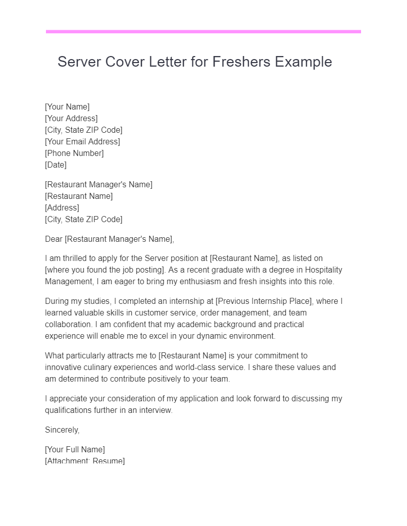 21+ Server Cover Letter Examples, How to Write, Tips Examples