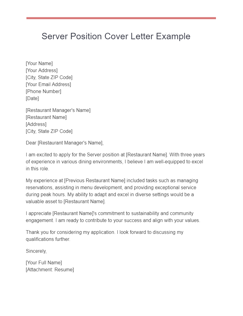 server position cover letter example