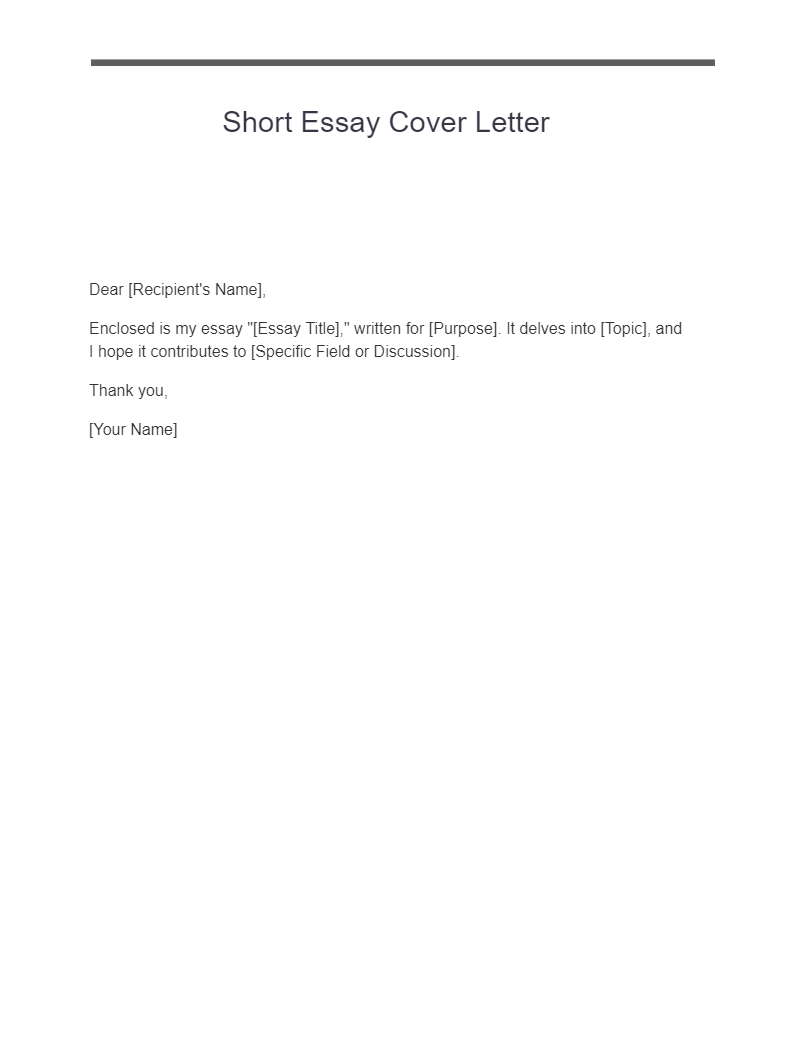 Short Essay Cover Letter