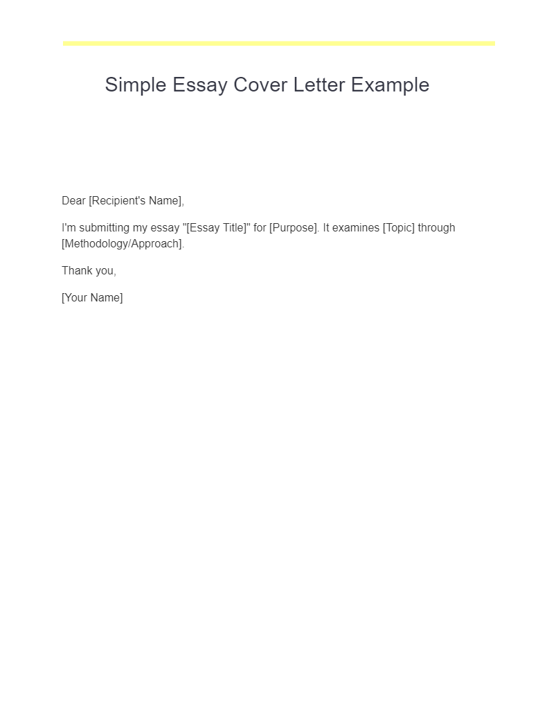 Simple Essay Cover Letter Example
