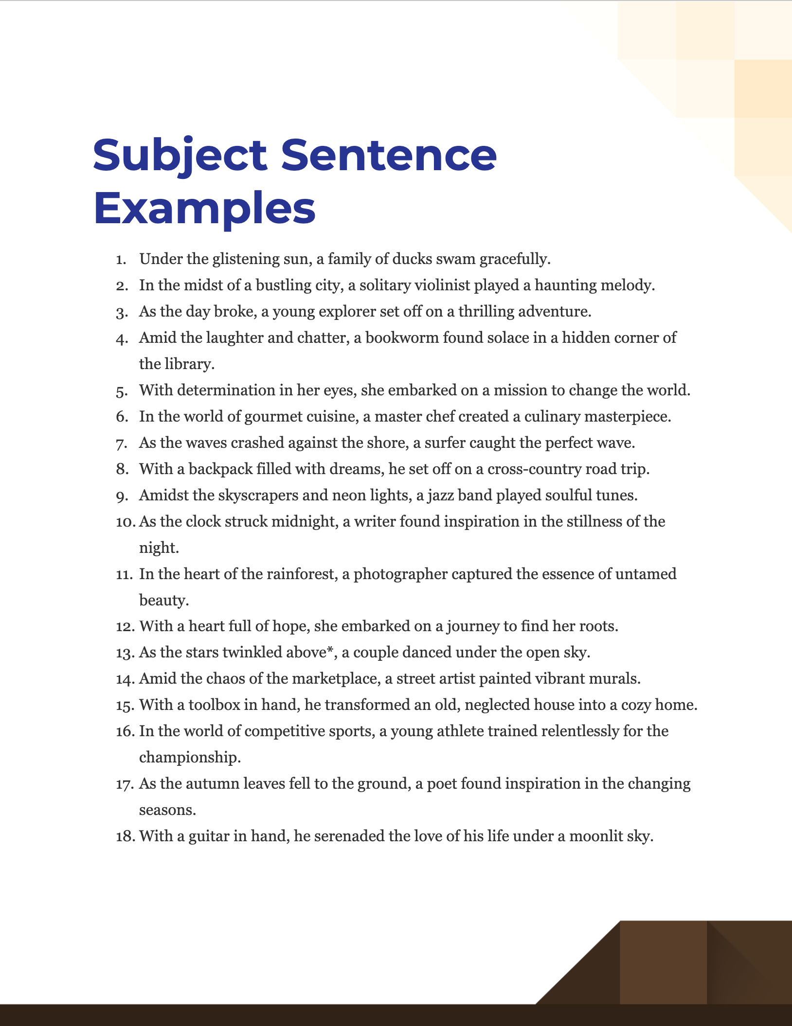 subject sentence