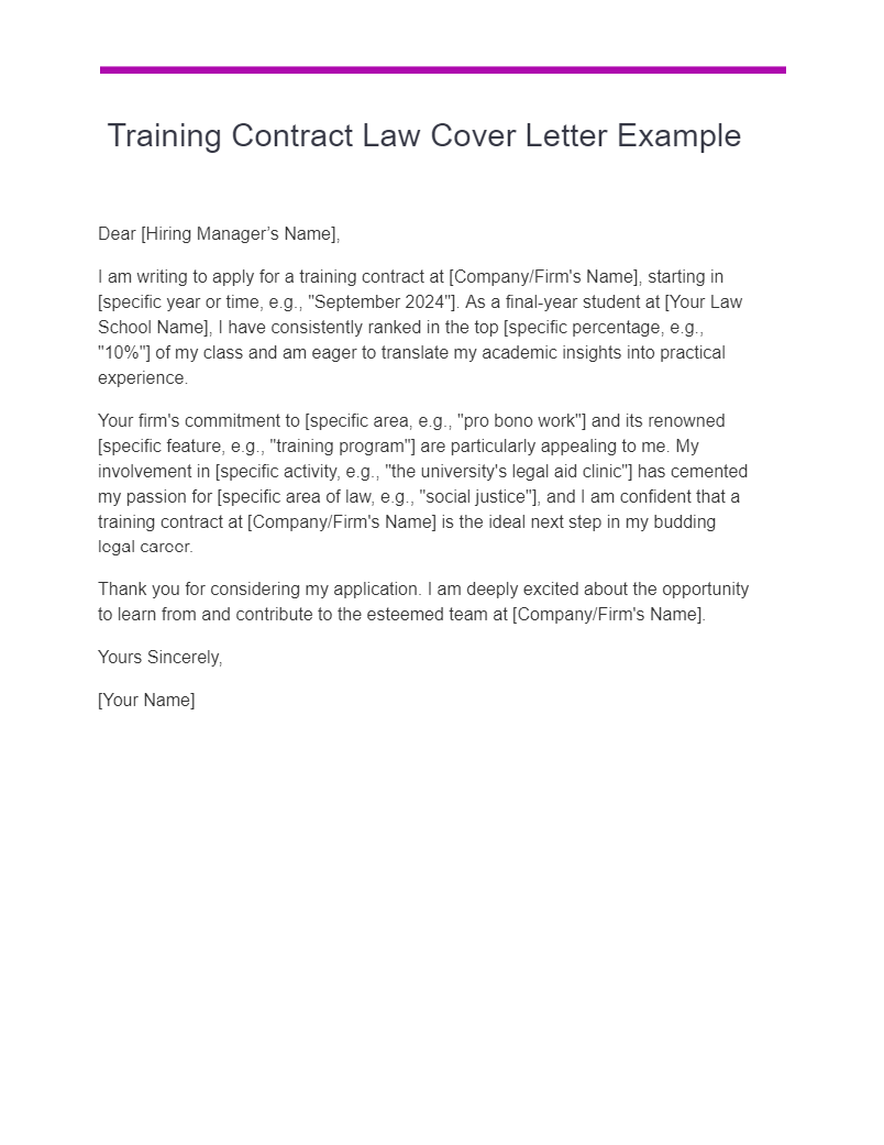 Training Contract Law Cover Letter Example