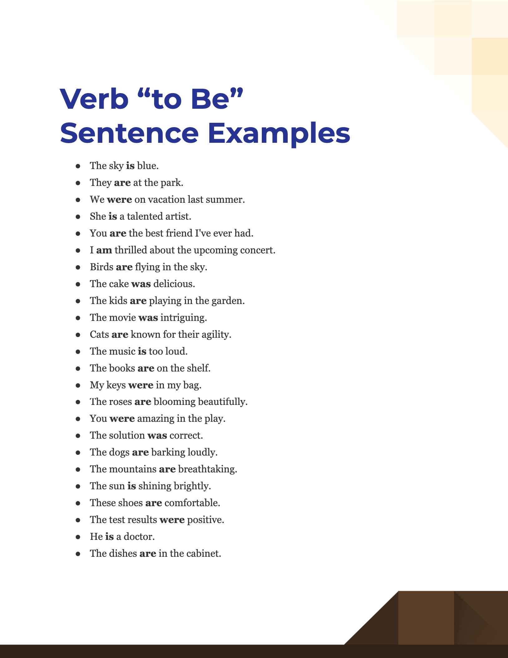 100+ Verb “to Be” Sentence Examples, How to Write, Tips | Examples