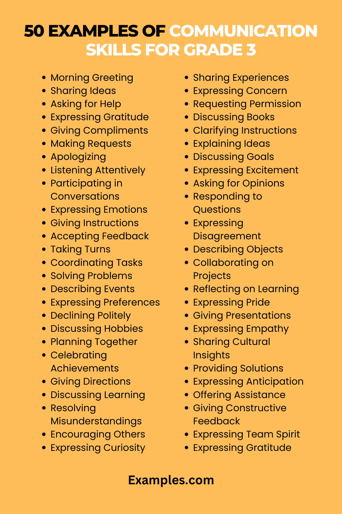 50 examples of communication skills for grade 31